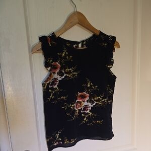 Dark NAVY blue Floral Tank Top